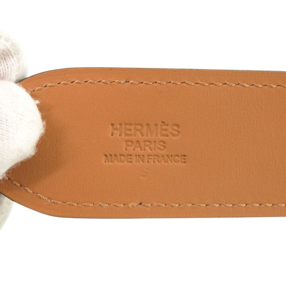 Hermes Etriviere Leather Bicolor Green White Silver Belt — view 5