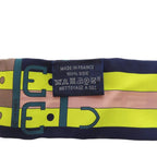 Hermes Twill Cover le Silk Navy Gray Yellow Scarf — view 3