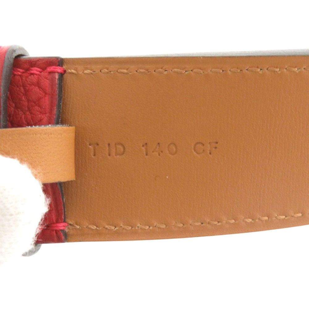 Hermes Etriviere Leather Red Silver Belt — view 6