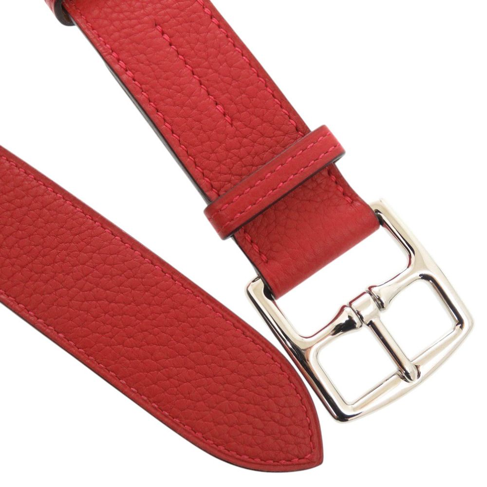 Hermes Etriviere Leather Red Silver Belt — view 4