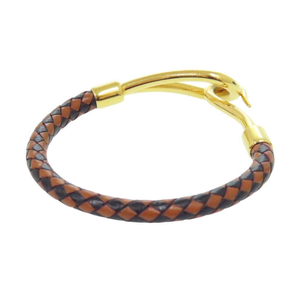 Hermes Jumbo Bracelet Leather Metal Brown Black — view 2
