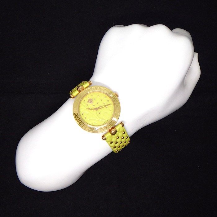 Versace Watch Venitas Vk7 Yellow Dial Leather Quartz Analog — view 9