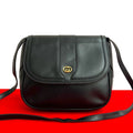Gucci Vintage GG Logo Leather Shoulder Bag Pochette Crossbody Black