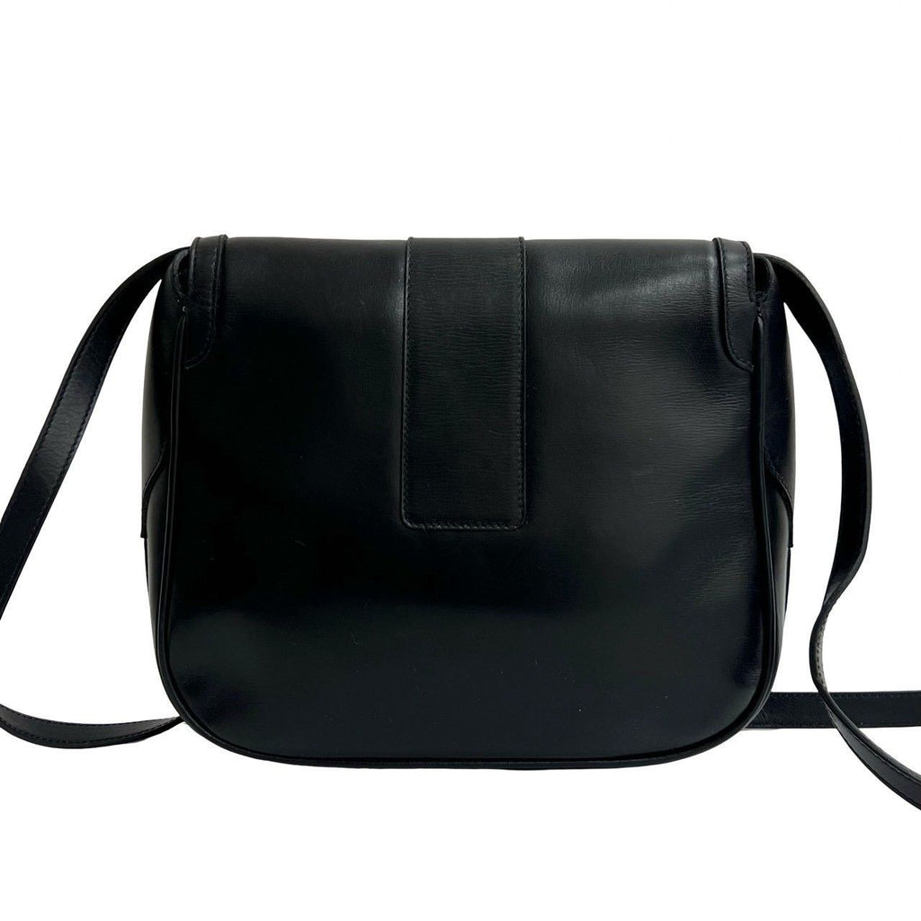 Gucci Vintage GG Logo Leather Shoulder Bag Pochette Crossbody Black — view 3
