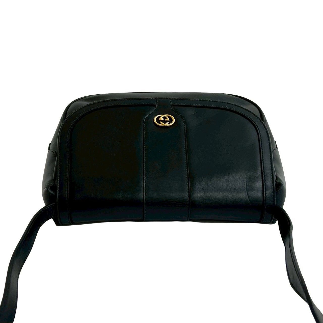 Gucci Vintage GG Logo Leather Shoulder Bag Pochette Crossbody Black — view 4
