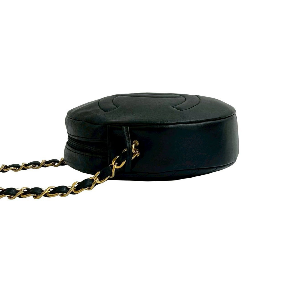 Chanel Quilted CC Logo Lambskin Leather Chain Shoulder Bag Pochette Black — view 5
