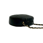 Chanel Quilted CC Logo Lambskin Leather Chain Shoulder Bag Pochette Black — view 6