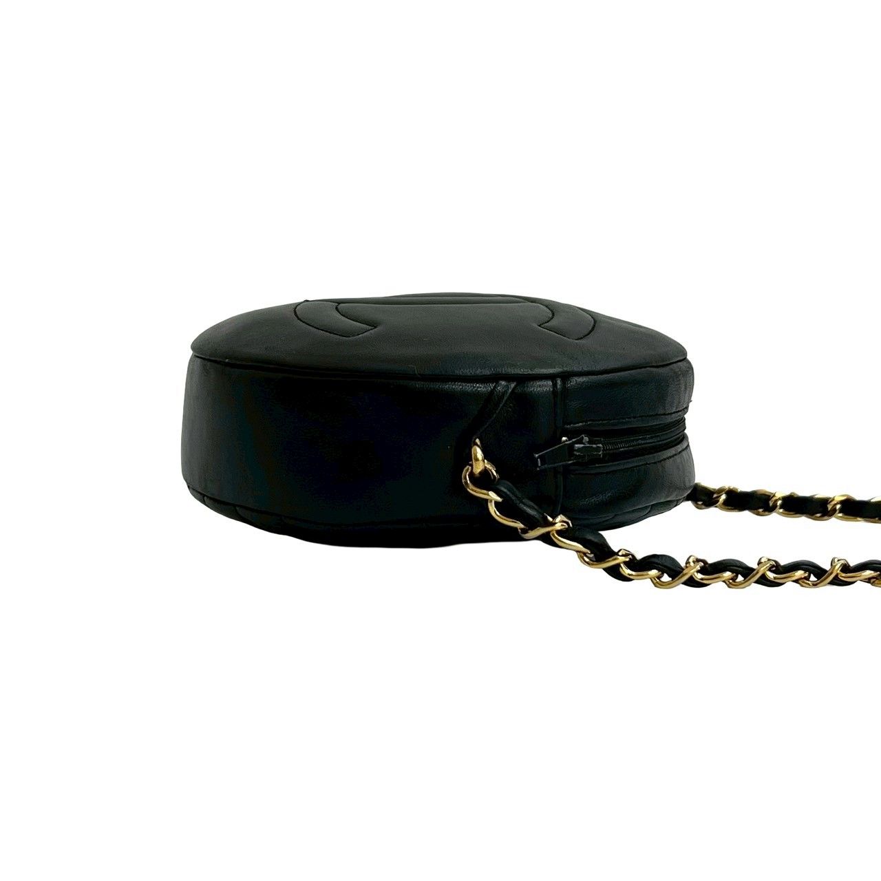 Chanel Quilted CC Logo Lambskin Leather Chain Shoulder Bag Pochette Black — view 6