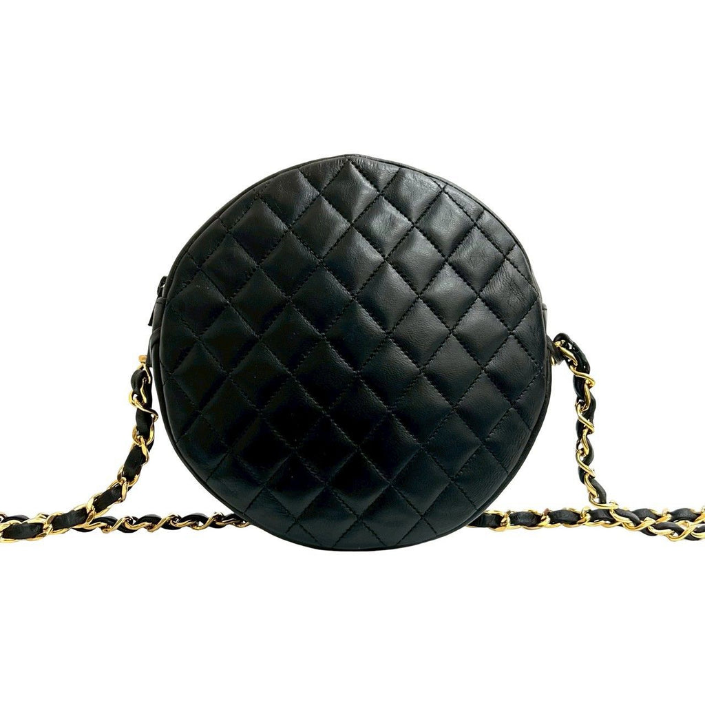 Chanel Quilted CC Logo Lambskin Leather Chain Shoulder Bag Pochette Black — view 3