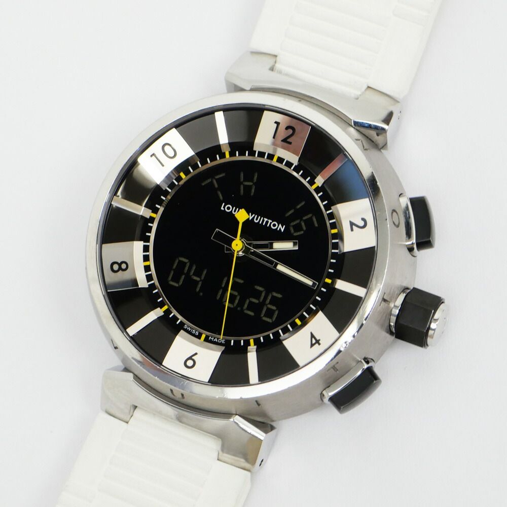 Louis Vuitton Tumble in Black Dial Stainless Steel Rubber Quartz Watch Battery — view 9