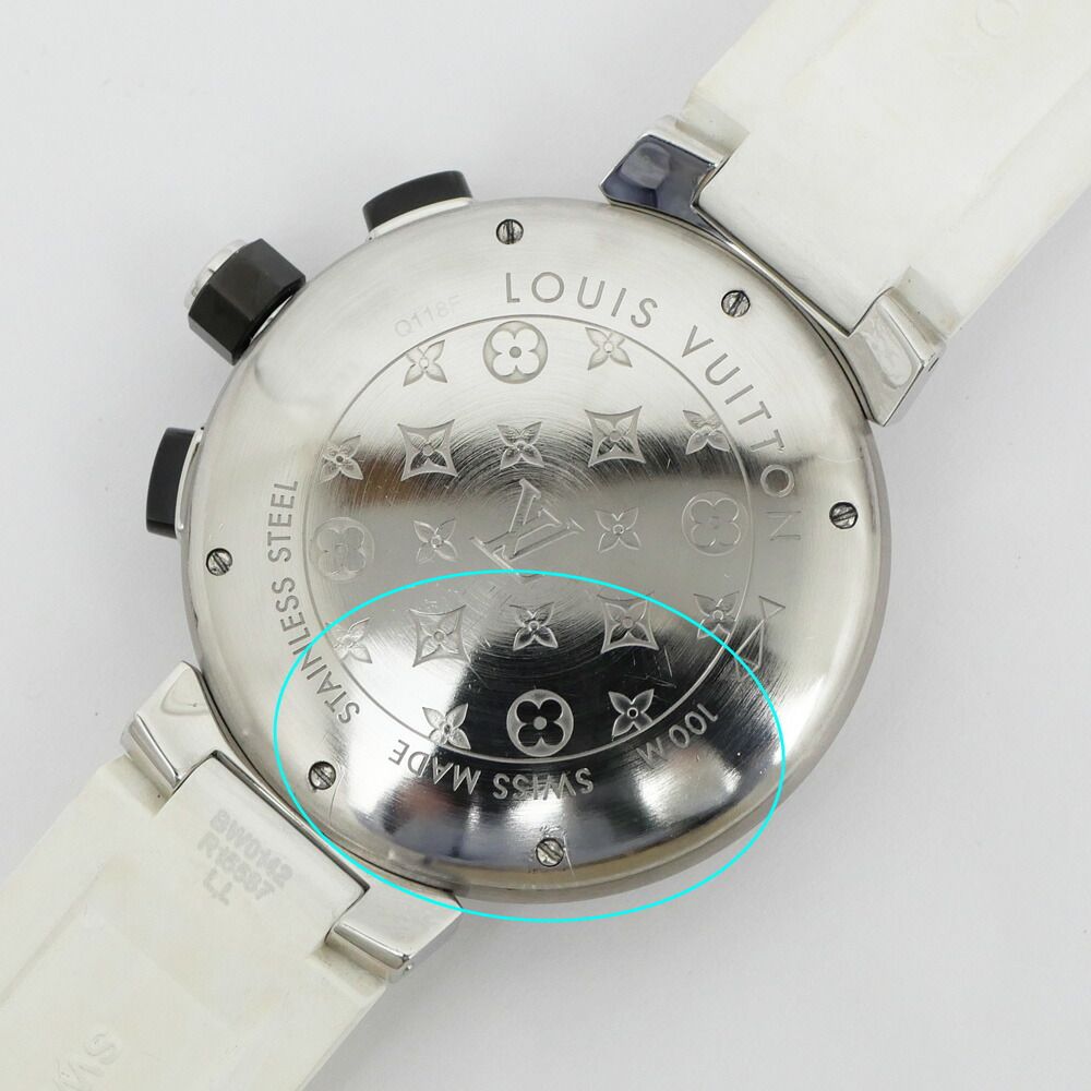 Louis Vuitton Tumble in Black Dial Stainless Steel Rubber Quartz Watch Battery — view 3