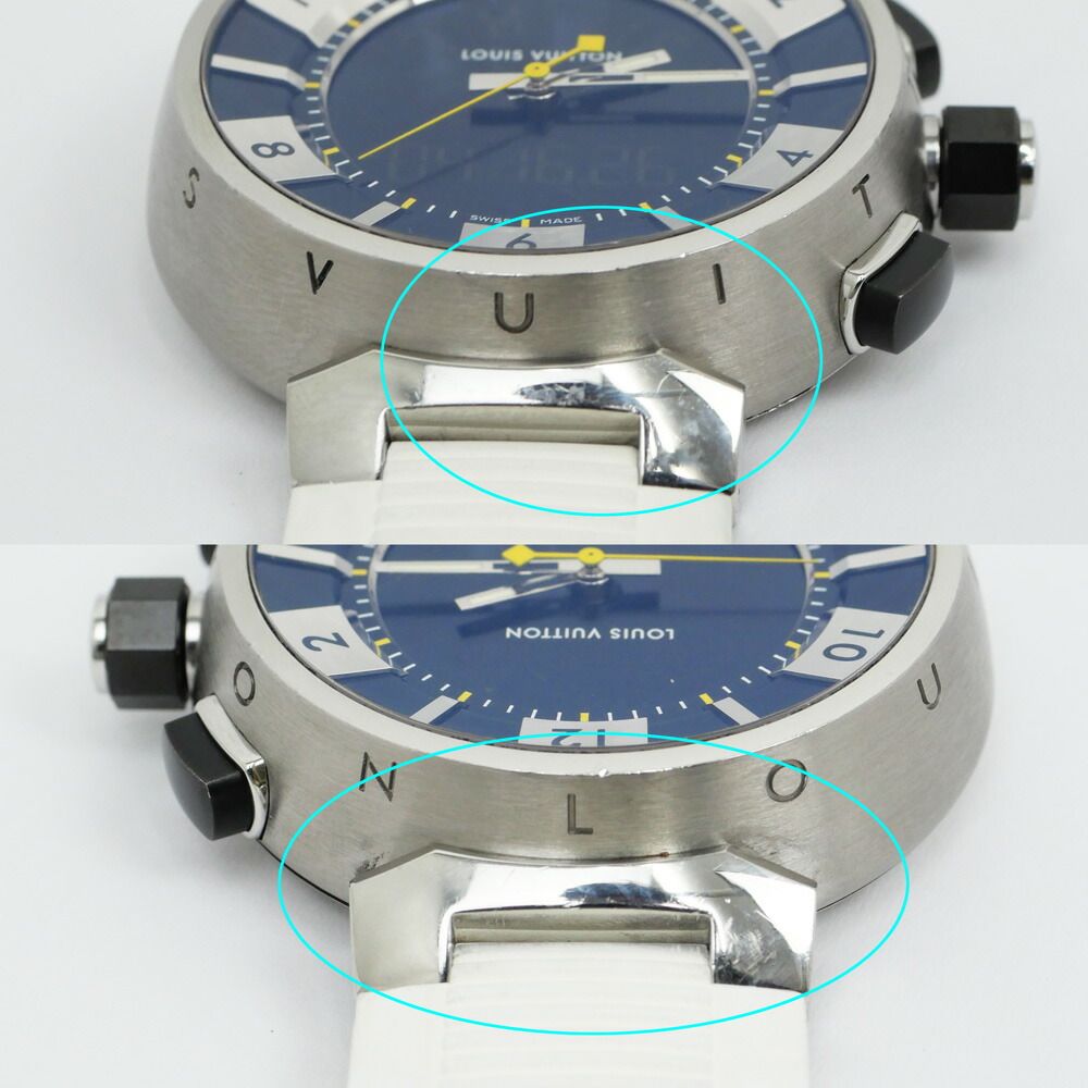 Louis Vuitton Tumble in Black Dial Stainless Steel Rubber Quartz Watch Battery — view 6