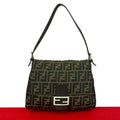Fendi Mamma Bucket Zucca FF Logo Pattern Canvas Leather Shoulder Bag Brown