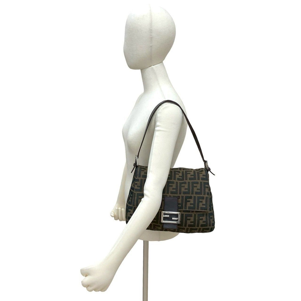 Fendi Mamma Bucket Zucca FF Logo Pattern Canvas Leather Shoulder Bag Brown — view 2