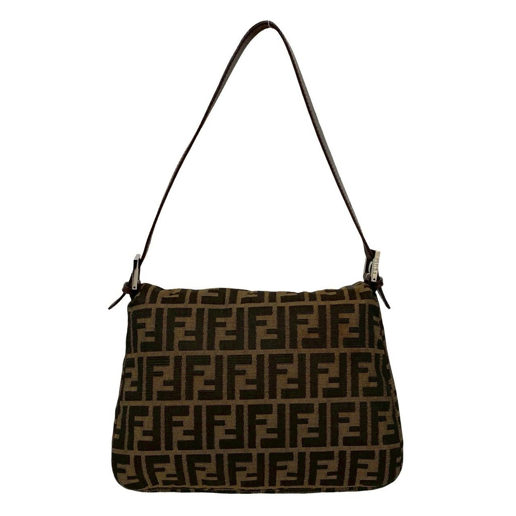 Fendi Mamma Bucket Zucca FF Logo Pattern Canvas Leather Shoulder Bag Brown — view 3