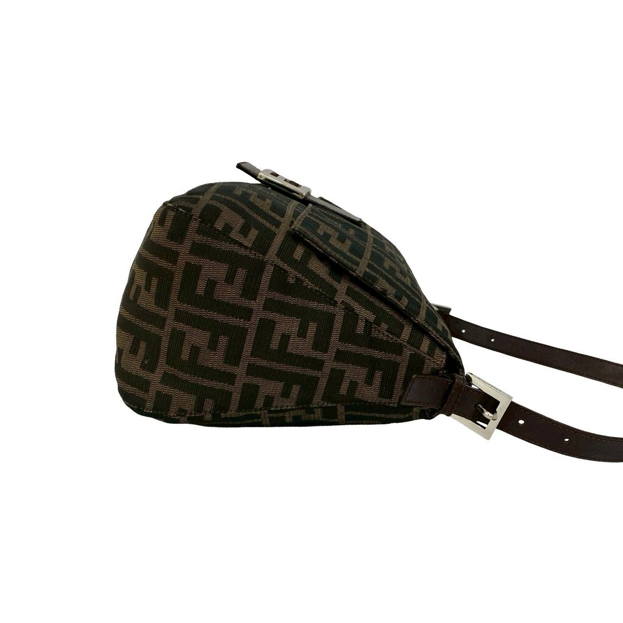 Fendi Mamma Bucket Zucca FF Logo Pattern Canvas Leather Shoulder Bag Brown — view 6