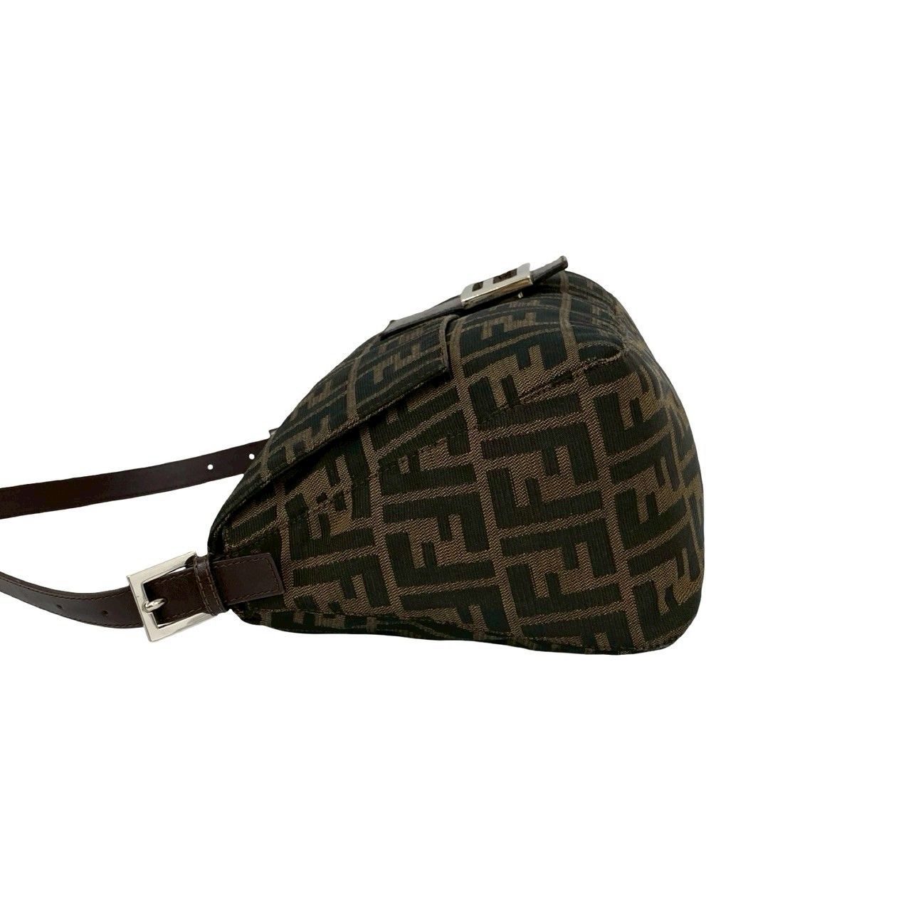 Fendi Mamma Bucket Zucca FF Logo Pattern Canvas Leather Shoulder Bag Brown — view 5