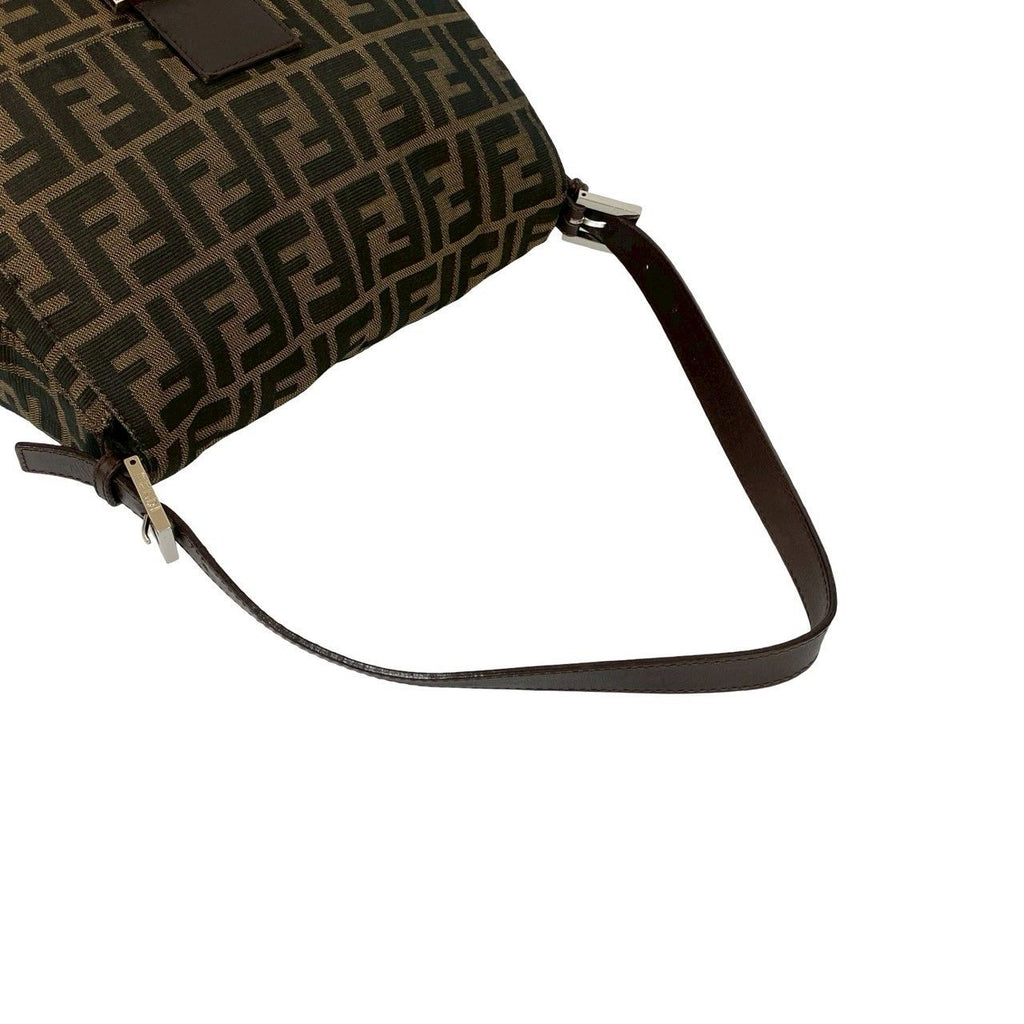 Fendi Mamma Bucket Zucca FF Logo Pattern Canvas Leather Shoulder Bag Brown — view 4