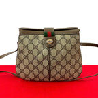 Gucci Vintage Sherry Line GG Logo Leather Mini Shoulder Bag Brown