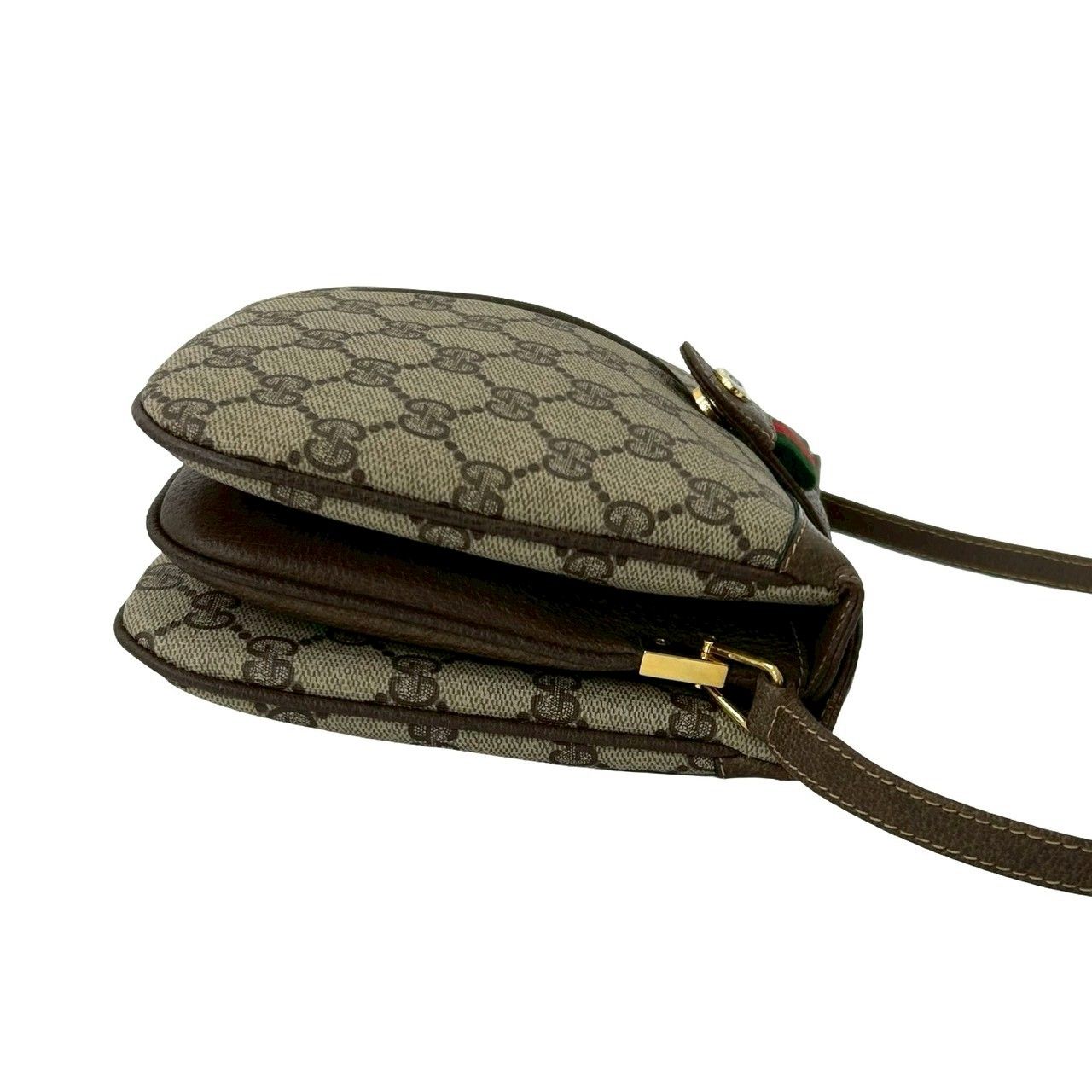 Gucci Vintage Sherry Line GG Logo Leather Mini Shoulder Bag Brown — view 6