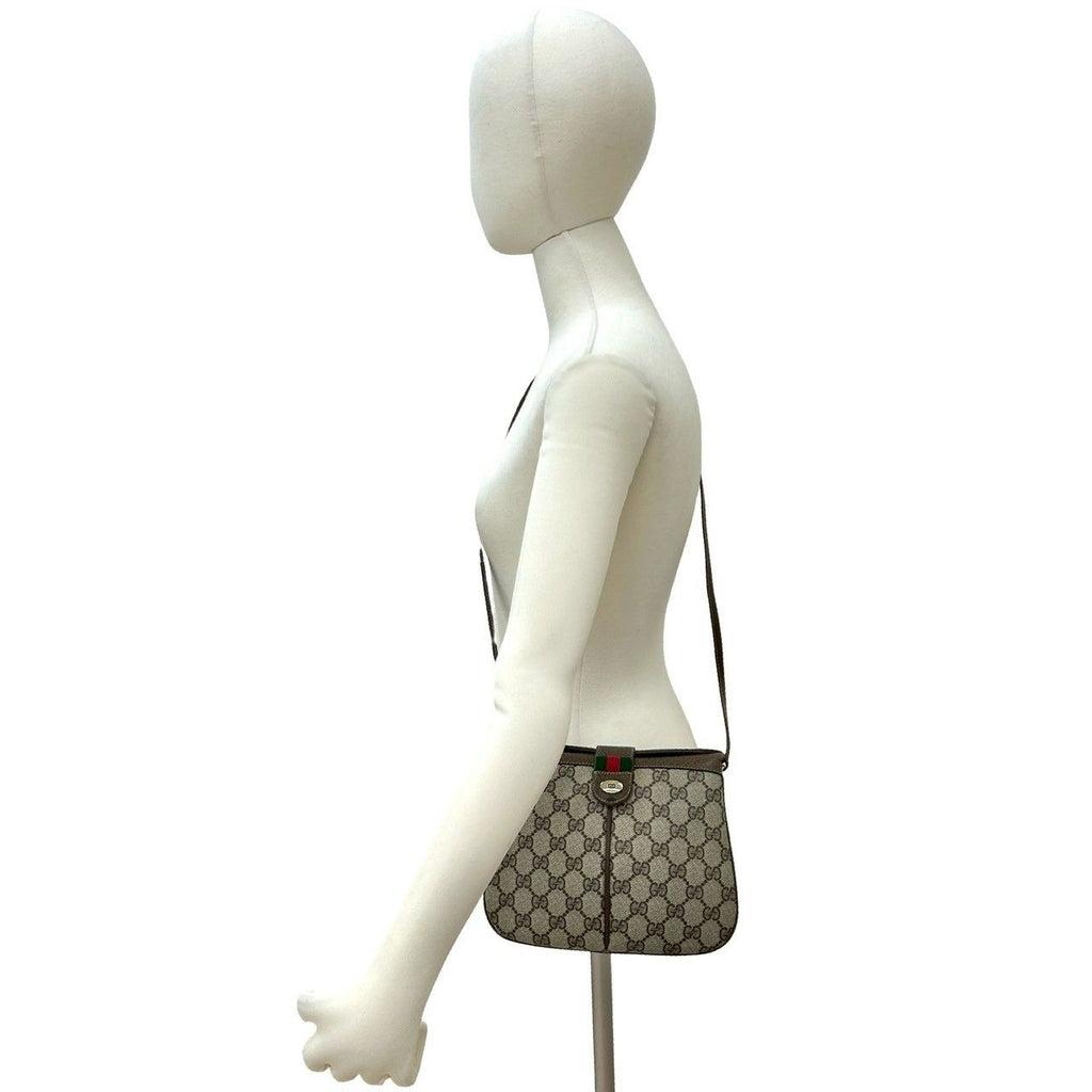 Gucci Vintage Sherry Line GG Logo Leather Mini Shoulder Bag Brown — view 2