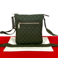 Gucci GG Pattern Small Messenger Bag Leather Crossbody Green