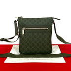 Gucci GG Pattern Small Messenger Bag Leather Crossbody Green