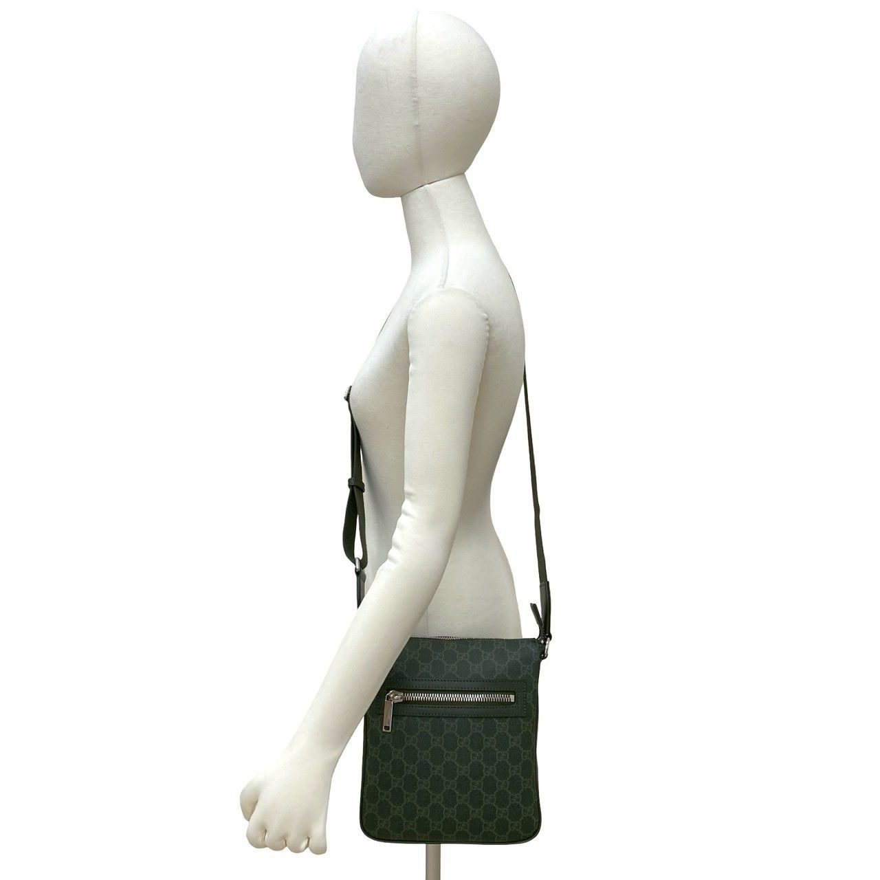 Gucci GG Pattern Small Messenger Bag Leather Crossbody Green — view 2