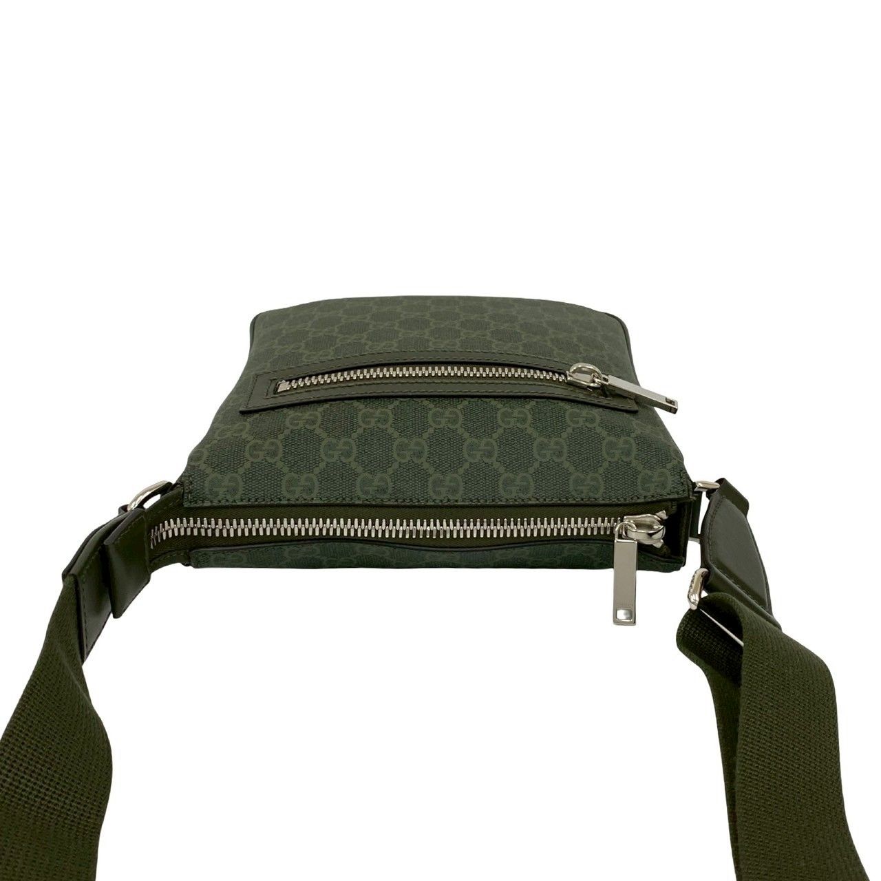 Gucci GG Pattern Small Messenger Bag Leather Crossbody Green — view 4