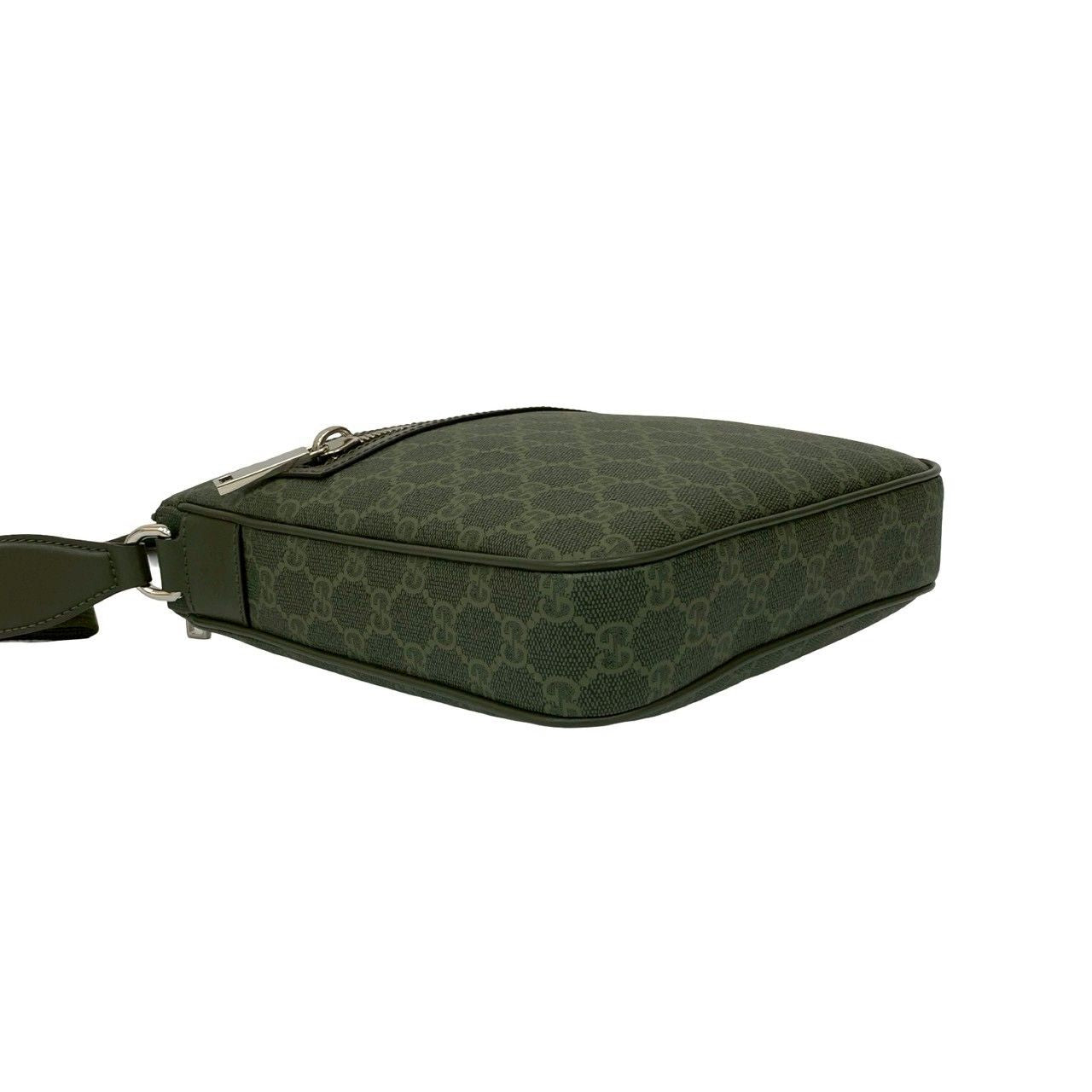 Gucci GG Pattern Small Messenger Bag Leather Crossbody Green — view 7