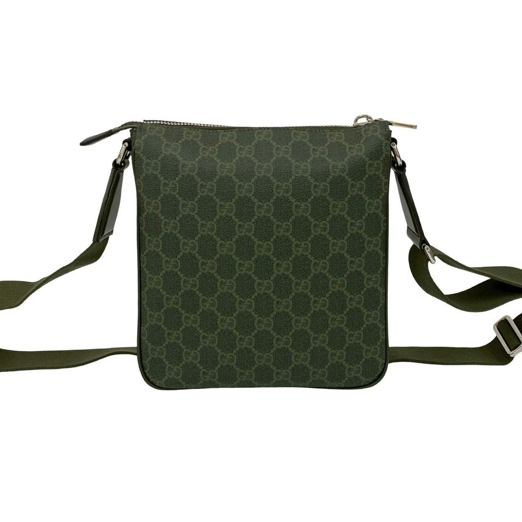 Gucci GG Pattern Small Messenger Bag Leather Crossbody Green — view 3
