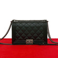 Chanel CC Logo Leather Chain Shoulder Bag Black