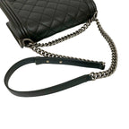 Chanel CC Logo Leather Chain Shoulder Bag Black — view 4