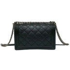 Chanel CC Logo Leather Chain Shoulder Bag Black — view 3