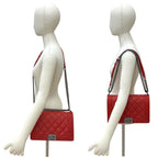 Chanel CC Logo Leather Chain Shoulder Bag Red — view 2