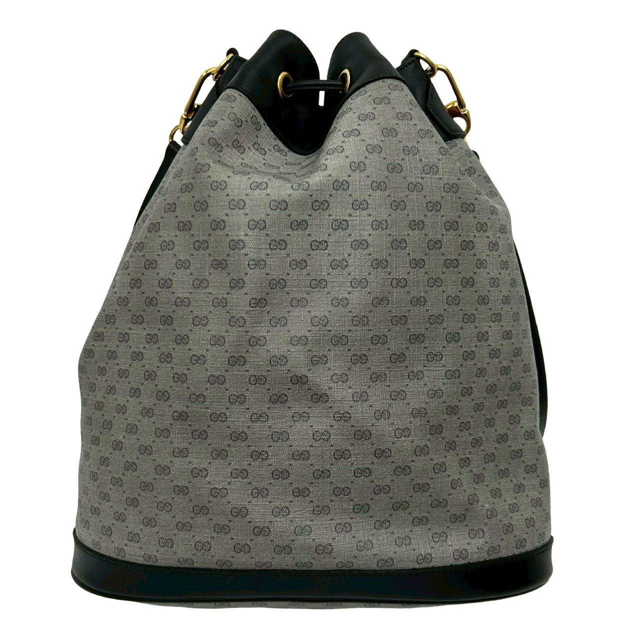 Gucci Vintage Micro GG Logo Leather Drawstring Shoulder Bag Navy — view 3