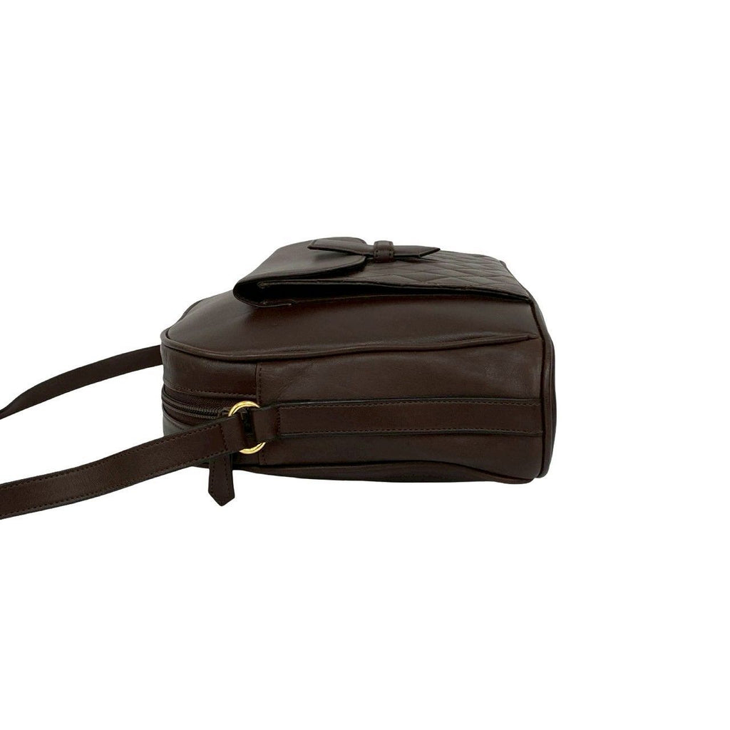 Saint Laurent Yves Vintage Quilted Leather Shoulder Bag Pochette Brown — view 5