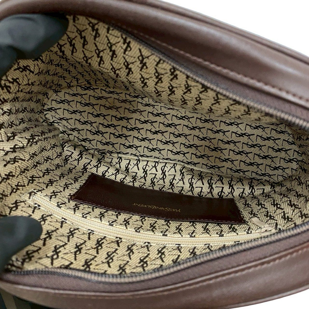 Saint Laurent Yves Vintage Quilted Leather Shoulder Bag Pochette Brown — view 9