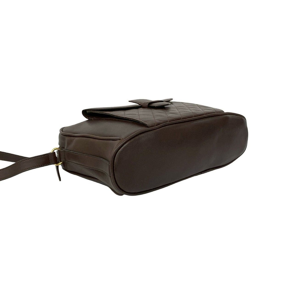 Saint Laurent Yves Vintage Quilted Leather Shoulder Bag Pochette Brown — view 7