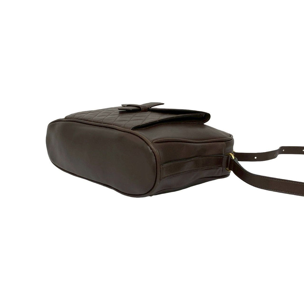 Saint Laurent Yves Vintage Quilted Leather Shoulder Bag Pochette Brown — view 8