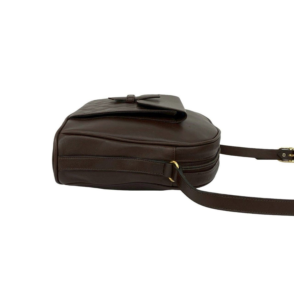 Saint Laurent Yves Vintage Quilted Leather Shoulder Bag Pochette Brown — view 6