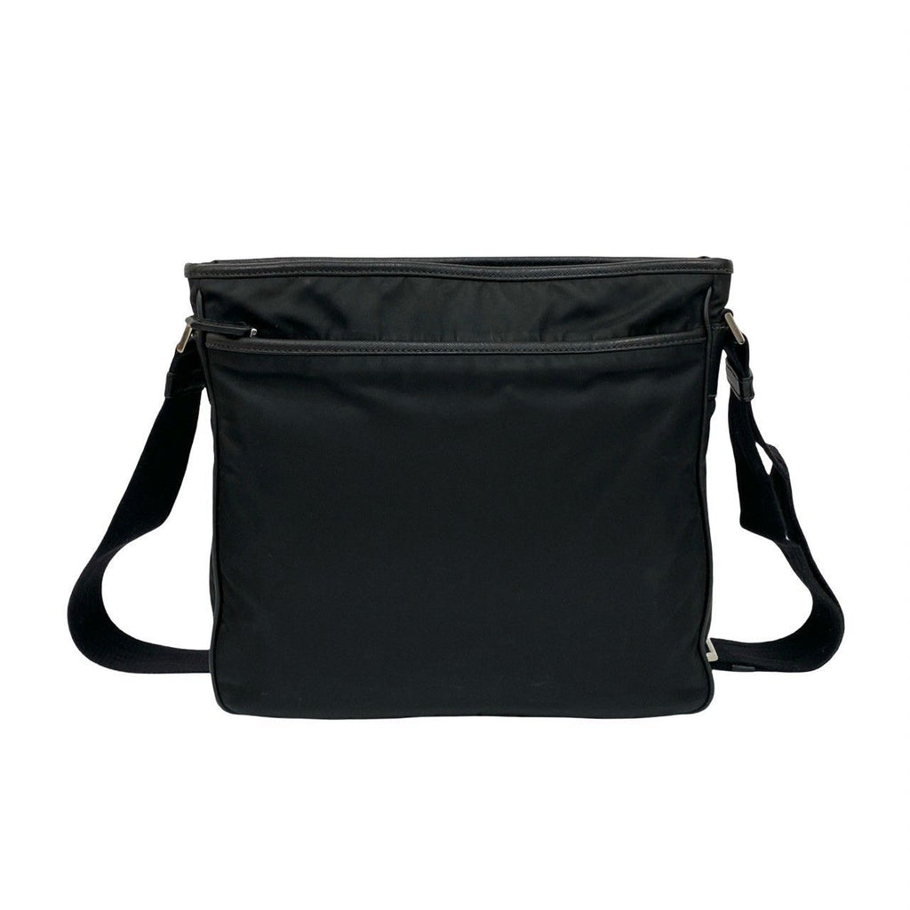 Prada Triangle Logo Nylon Saffiano Leather Shoulder Bag Crossbody Black — view 3
