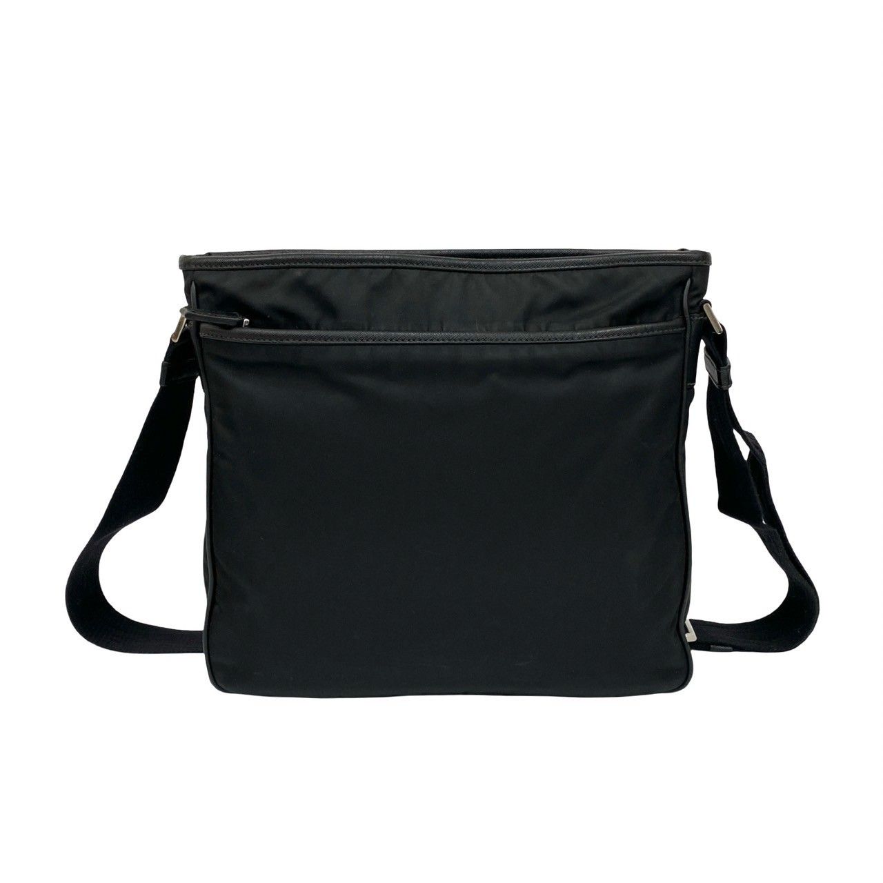 Prada Triangle Logo Nylon Saffiano Leather Shoulder Bag Crossbody Black — view 3