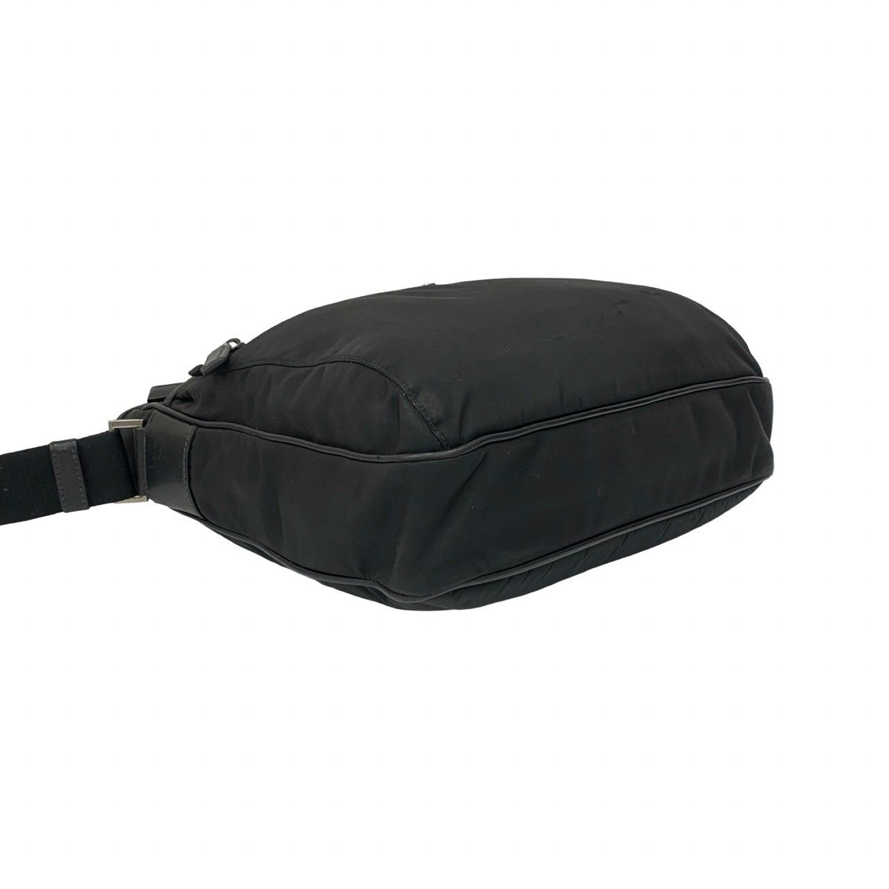 Prada Triangle Logo Nylon Saffiano Leather Shoulder Bag Crossbody Black — view 7