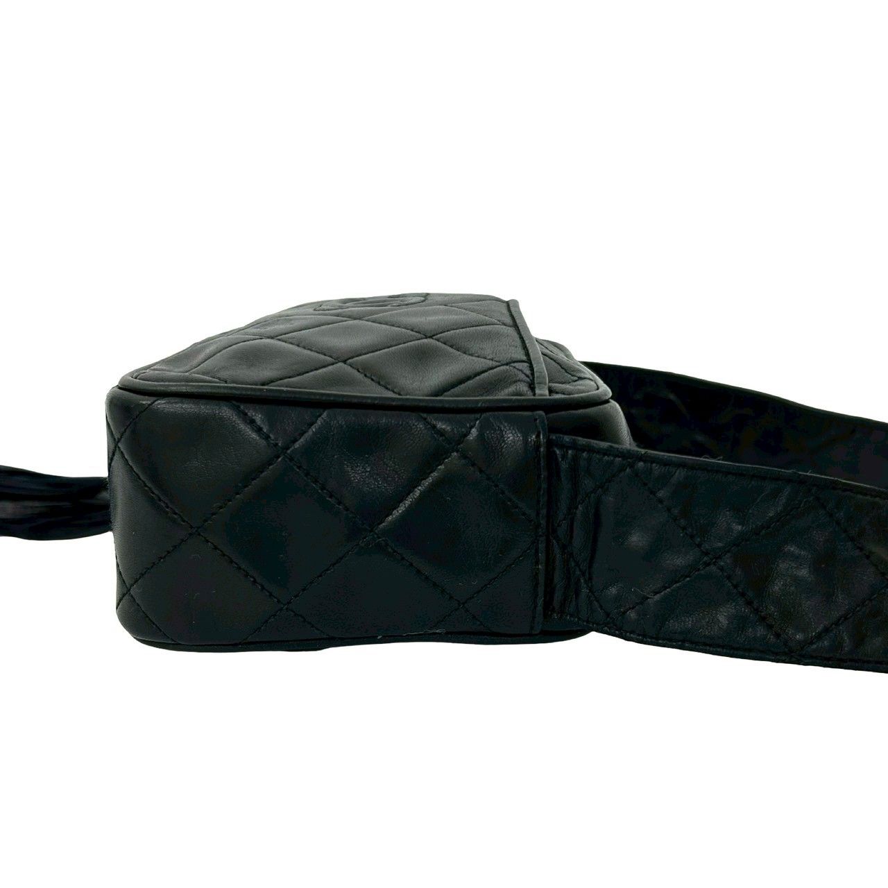 Chanel Quilted CC Logo Fringe Tassel Lambskin Mini Shoulder Bag Black — view 6