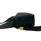Chanel Quilted CC Logo Fringe Tassel Lambskin Mini Shoulder Bag Black — view 5