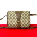 Gucci Vintage GG Logo Leather Shoulder Bag Pochette Crossbody Brown