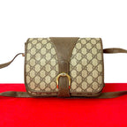 Gucci Vintage GG Logo Leather Shoulder Bag Pochette Crossbody Brown