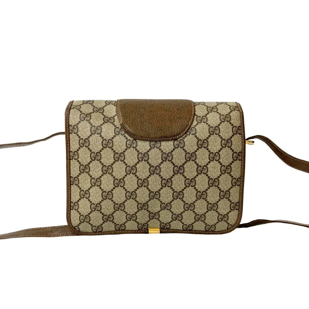 Gucci Vintage GG Logo Leather Shoulder Bag Pochette Crossbody Brown — view 3