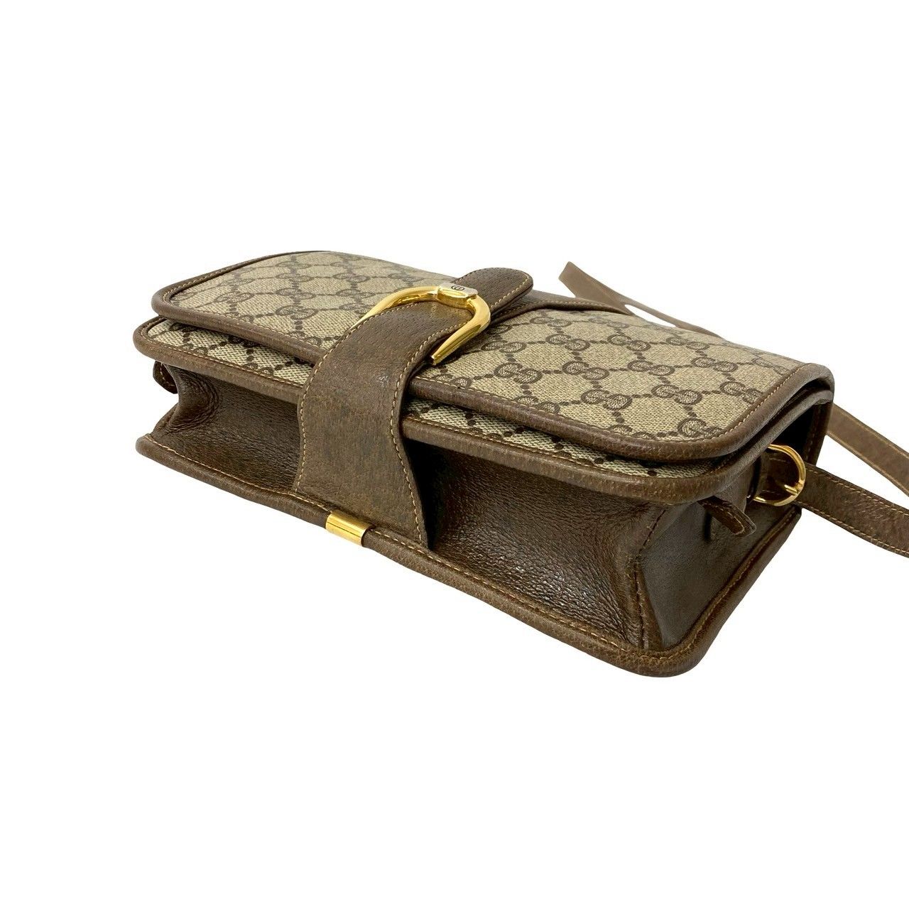 Gucci Vintage GG Logo Leather Shoulder Bag Pochette Crossbody Brown — view 8
